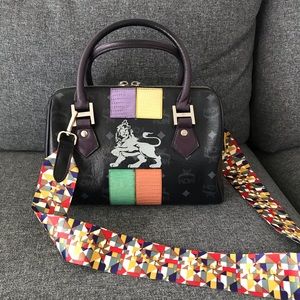 Authentic MCM Visetos Lion Boston Bag